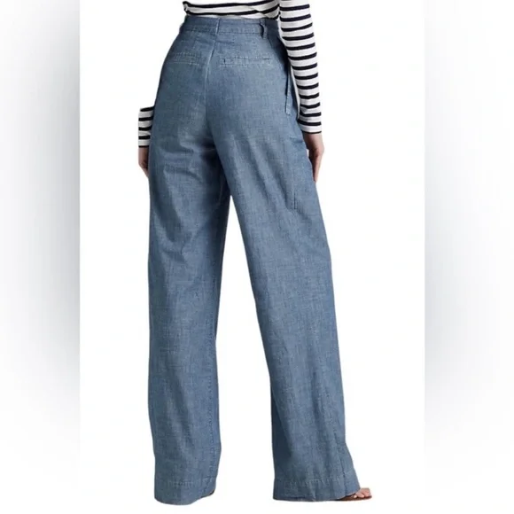 Women’s Lauren Ralph Lauren size 4 chambray pleated wide leg pants - Picture 5 of 9